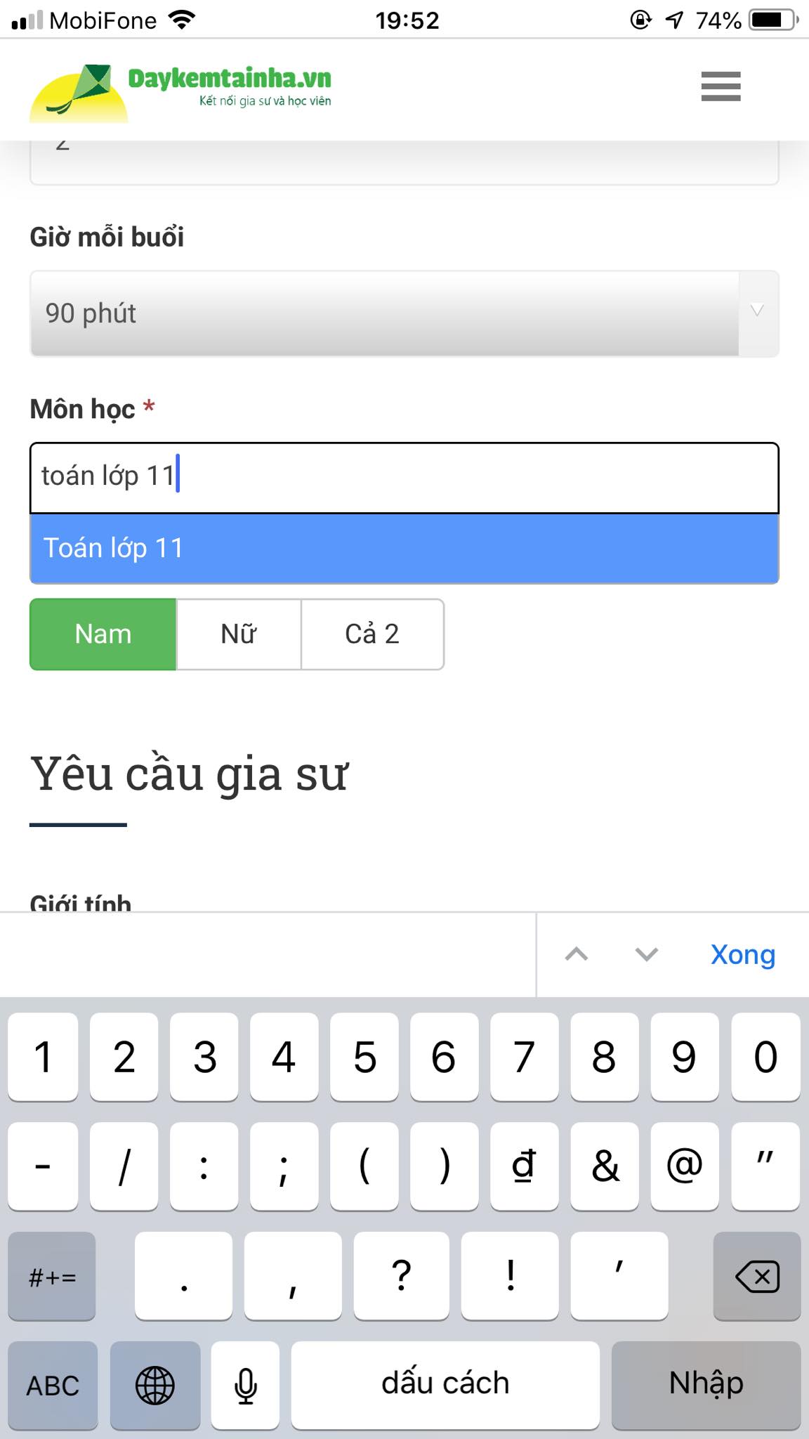 Học phí Toán lớp 11